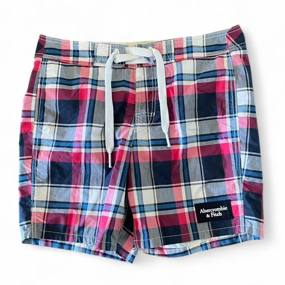 Abercrombie & Fitch Y2K Plaid Board Shorts Men’s Large Swim Trunks